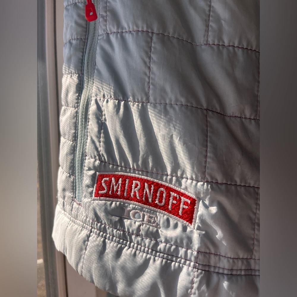 Patagonia Nano Puff Vest Light Blue XS Smirnoff Ice Vodka Corporate Logo - Picture 6 of 10